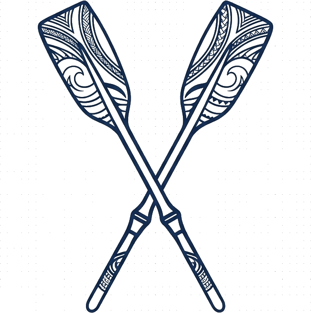 Crossed oars with Samoan tatau patterning